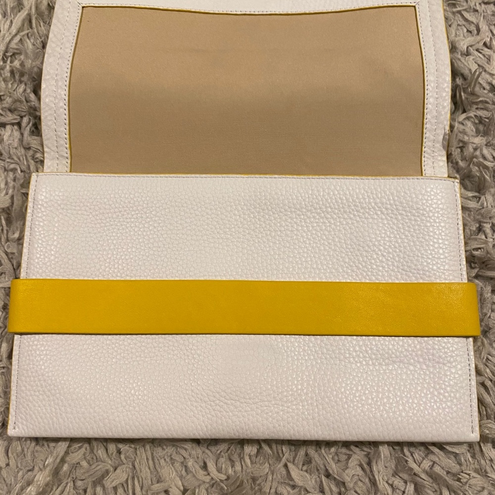 COACH White & Yellow Leather Clutch. NWOT